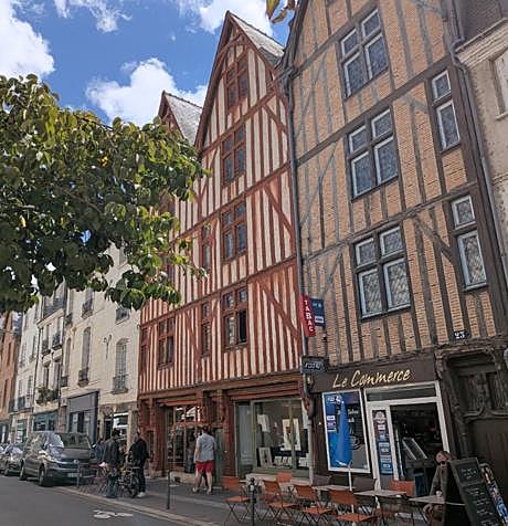 The timber-framed buildings in Place Plumereau in Tours old town