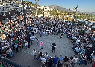 Residents gathered in front of Periana town hall on Monday