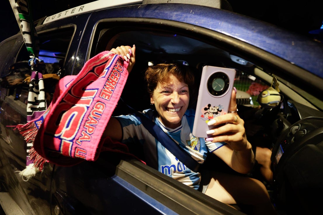 Malaga fans celebrate on promotion night