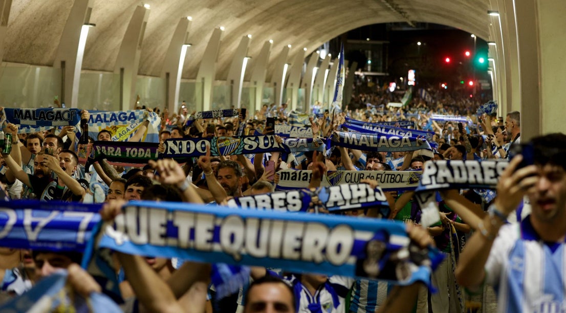 Malaga fans celebrate on promotion night