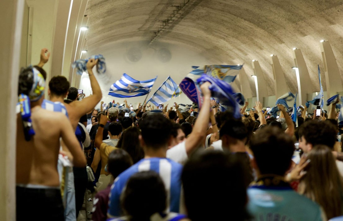 Malaga fans celebrate on promotion night