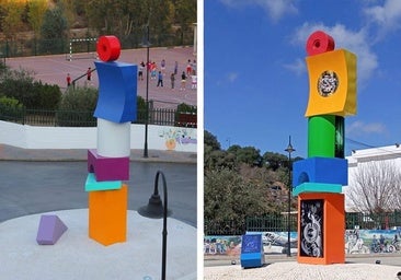 Before and after: the changes made to the La Veleta sculpture in La Cala de Mijas.
