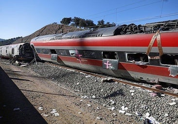 A carriage from one of the trains involved in the accident in Adamuz.