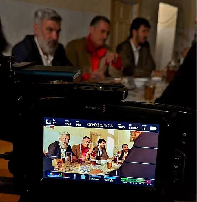 Antonio Coca, Juanma Roldán, Manuel Jordán and Joaquín Núñez during filming of the first scene