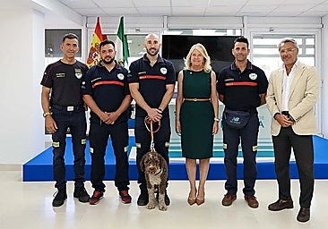 Reception for the firefighters at the Marbella town hall.