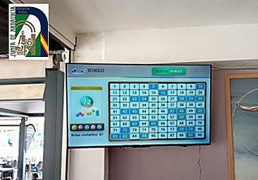 The screen in the Torremolinos bar on which the customers followed the game.