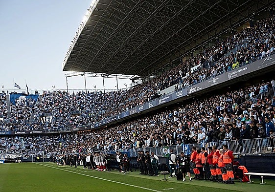 A view of the stands inside La Rosaleda during last season's play-offs.