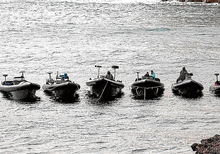 Drug-smuggling speedboats off the Andalusian coast.