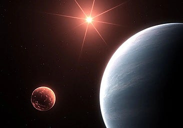 An illustration of the TOI-1752 planetary system and its two exoplanets.