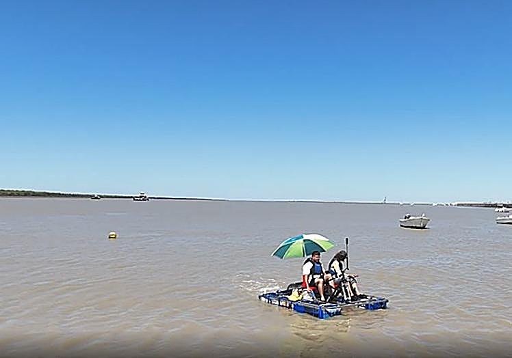 A trip aboard the pedal boat made from reused materials