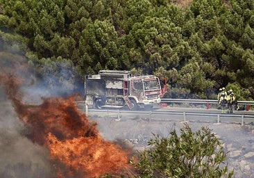 Forest firefighters at the Igualeja fire.