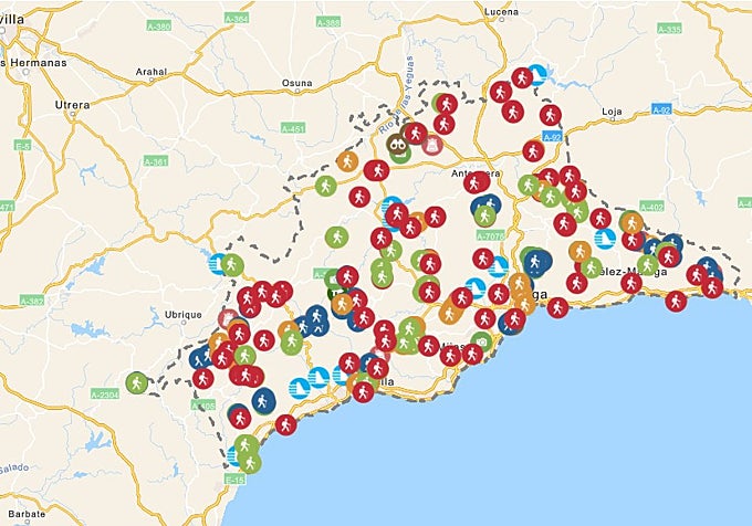 Image of the route viewer for routes across the province.