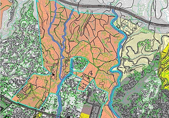 Map of the urban development in the Alicate and Arroyo Sequillo area.