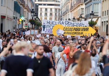 Thousands march through Malaga city centre to protest against the housing shortage and call for a general strike