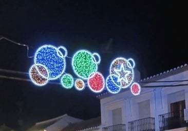 Christmas baubles light up a street in Cartaojal, where the festive illuminations have been on display since mid-October.