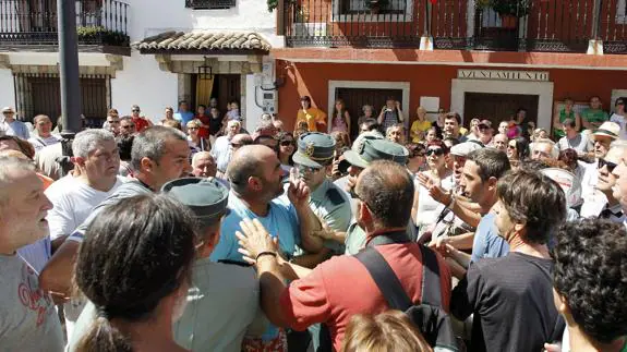 Clashes at a protest in 2011 over the exhumation of civil war graves in the village of Poyales del Hoyo, Ávila.