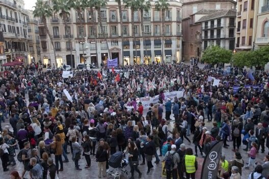The Plaza de la Constitución in Malaga, just before the start of the march for International Women's Day.