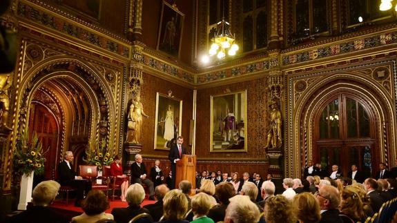 King Felipe addresses British parliamentarians in London on Wednesday.