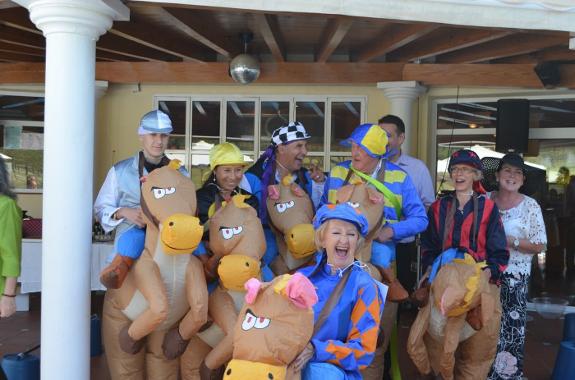 Inflatable horse racing at last year's charity event.