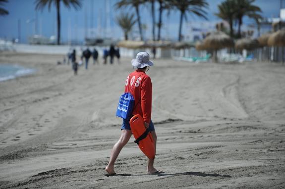 A lifeguard on a beach in Marbella.