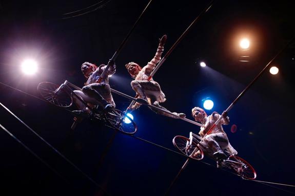 Acrobats during the opening night show.