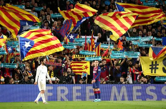 Most eyes were on the off-field spectacle at the Camp Nou on Wednesday night. 