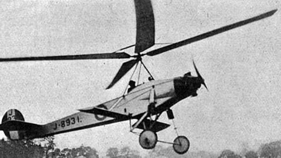 A later model of a Cierva autogiro made in the UK in 1927.