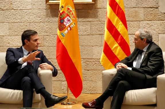 Sánchez and Torra met in the Palau de la Generalitat in Barcelona on Thursday.