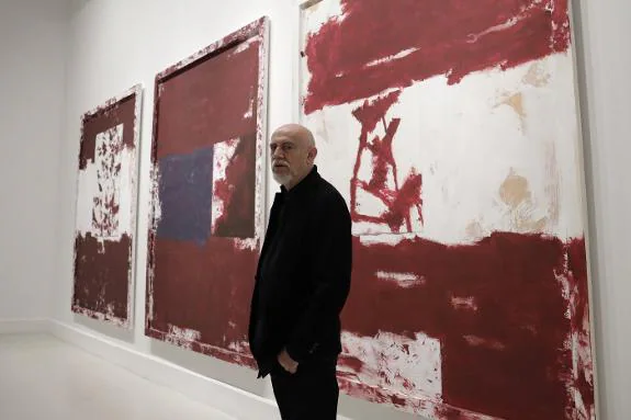 Carlos León, in front of one of his large-scale displays at the Contemporary Art Centre.