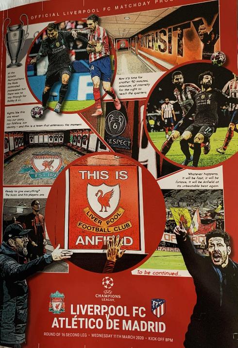 The cover of the Liverpool-Atleti matchday programme.