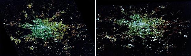Antes y después de la contaminación lumínica de Berlín.