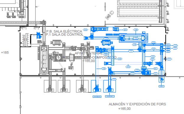 Plano del tratamiento de residuos orgánicos de la nueva planta. 