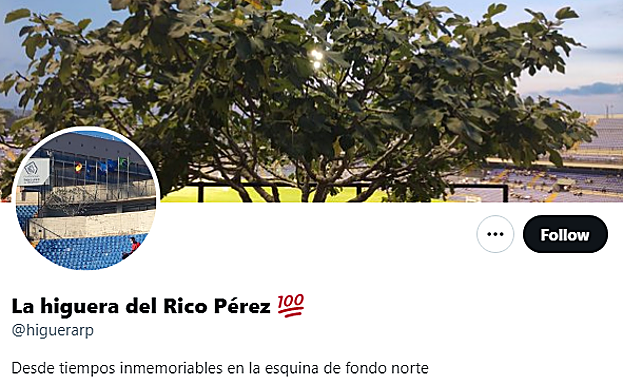 Perfil de Twitter de la higuera del Rico Pérez. 