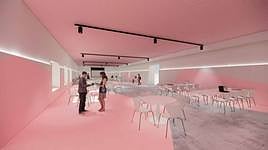 Recreación del proyecto de espacio diáfano en Las Cigarreras para talleres.