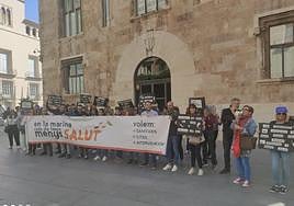 Sanitarios de Dénia se manifiestan frente a la sede de Presidencia de la Generalitat.