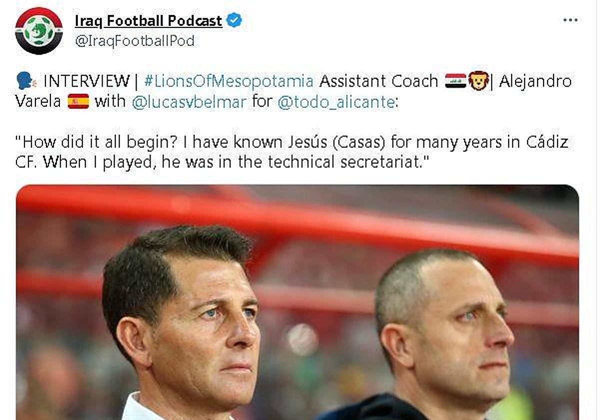 Captura del twit de Iraq Football Podcast, donde menciona a TodoAlicante.