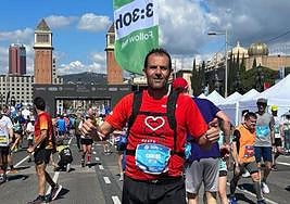 Carlos Siscar, en la maratón de Barcelona, que acabó en tres horas y media.