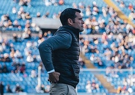 Lolo Escobar, durante el último partido ante el Olot