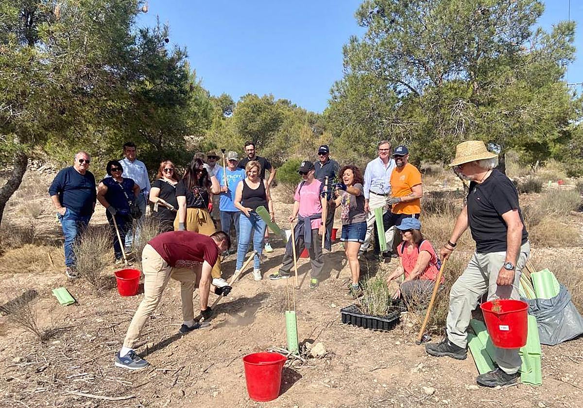 La candidatura socialista, en la reforestación del monte Orgeggia.