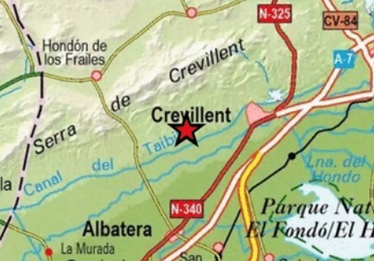 El Instituto Geográfico Nacional registra en Crevillent un terremoto de magnitud 2.2.