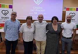Los candidatos de Unides per Alacant, en la presentación del programa.
