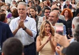 La vicepresidenta del gobierno llegando al acto en Alicante.