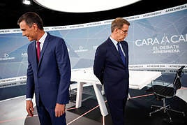 Los dos dirigentes antes del debate.