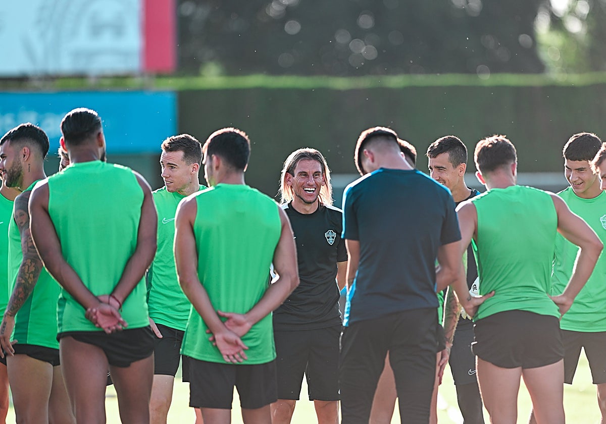 Beccacece sonríe durante un entrenamiento de esta pretemporada