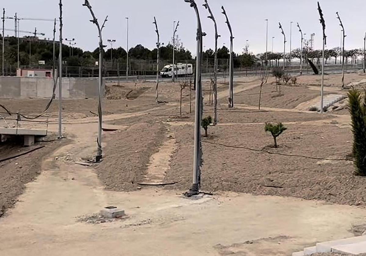 El parque del Pau 2 durante las obras.
