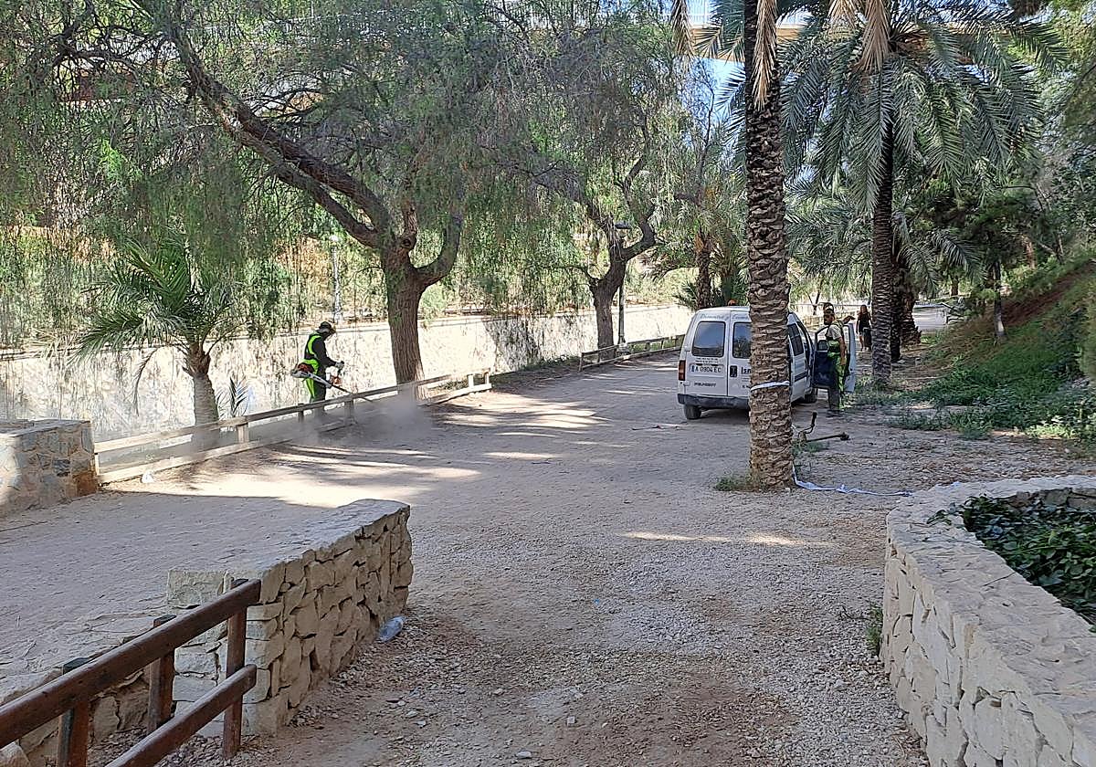 Las brigadas municipales realizando tareas de desbroce.