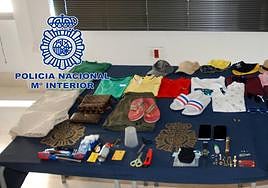 Objetos requisados por la Policía Nacional