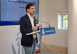 Claudio Guilabert, edil de Fondos Europeos, en la rueda de prensa.