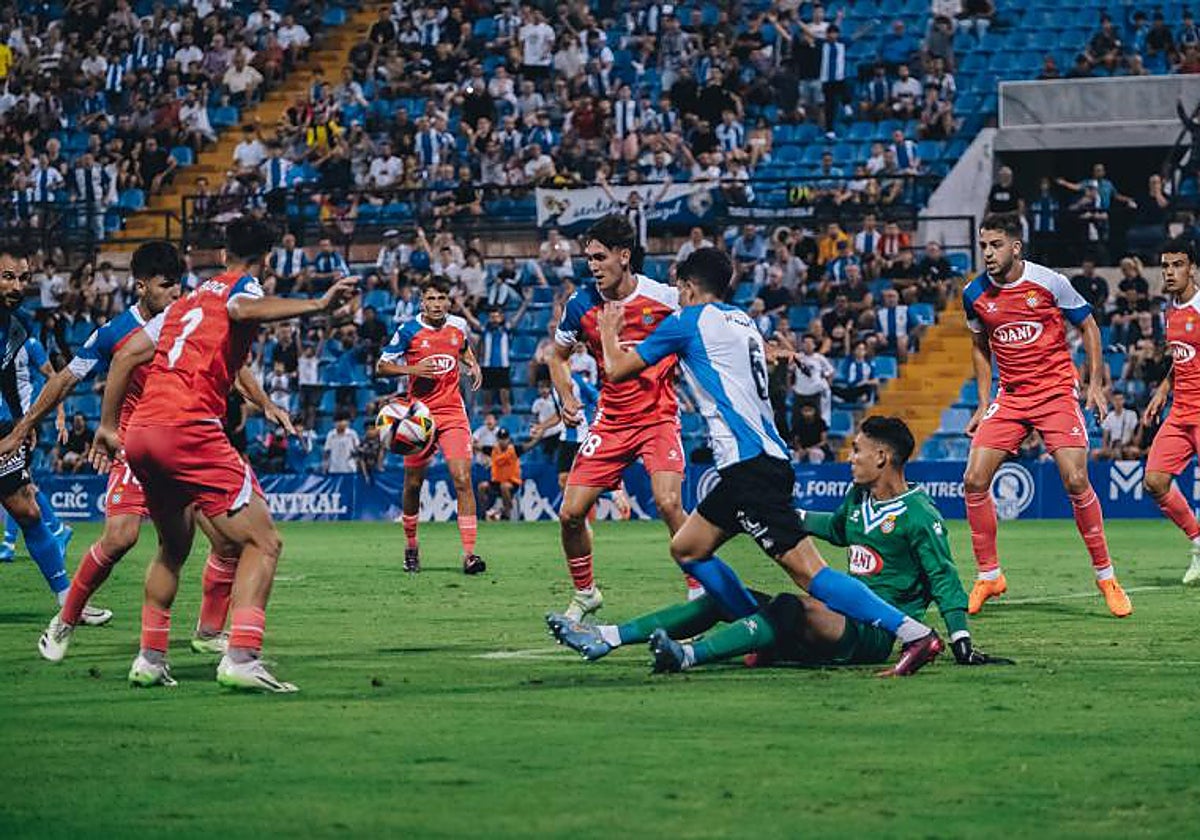 Imagen del Hércules-Espanyol B de la primera jornada de Liga