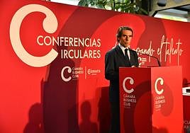 José María Aznar, durrante su conferencia en el Club Cámara Business.